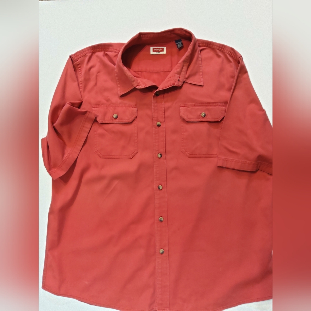 Wrangler Mens Button Down Shirt 2XL Mauve Classic Western Outdoor Essential Wear